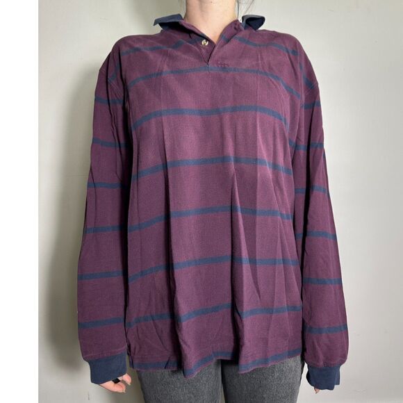 Vintage Denim Ridge Originals 100% Cotton Purple Striped Collared Shirt Sz Large - Picture 1 of 8